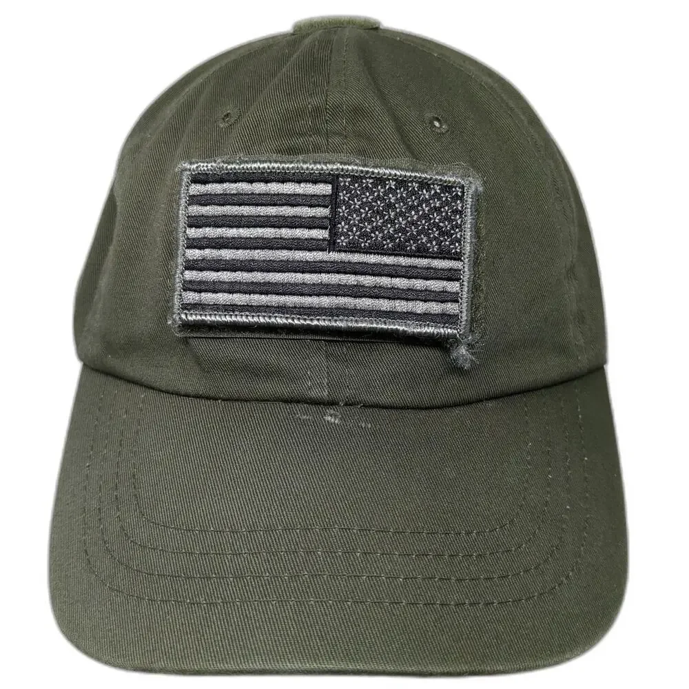 Rothco Tactical Baseball Cap Green One Size US American Flag Patch Slideback Hat